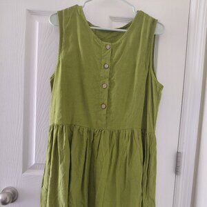 Linenia linen midi dress- moss green